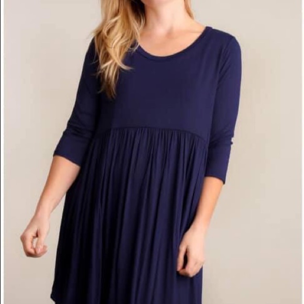 ๐๐๐ Navy Blue Baby Doll Dress - Picture 2 of 4